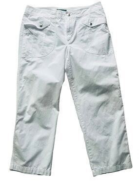 Lauren Ralph Lauren White Capri Pants 100% Cotton Crop Utility Coastal Quiet 12
